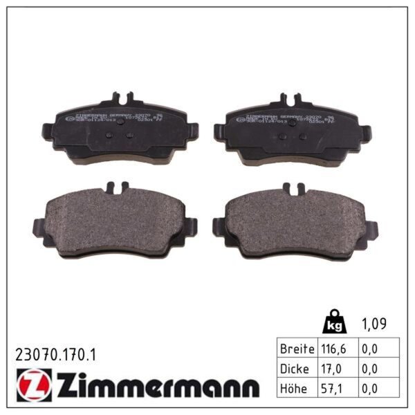 ZIMMERMANN 23070.170.1 Bremsbelagsatz, Scheibenbremse