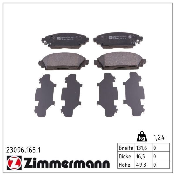 ZIMMERMANN 23096.165.1 Bremsbelagsatz, Scheibenbremse