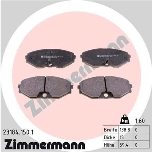 ZIMMERMANN 23184.150.1 Bremsbelagsatz, Scheibenbremse