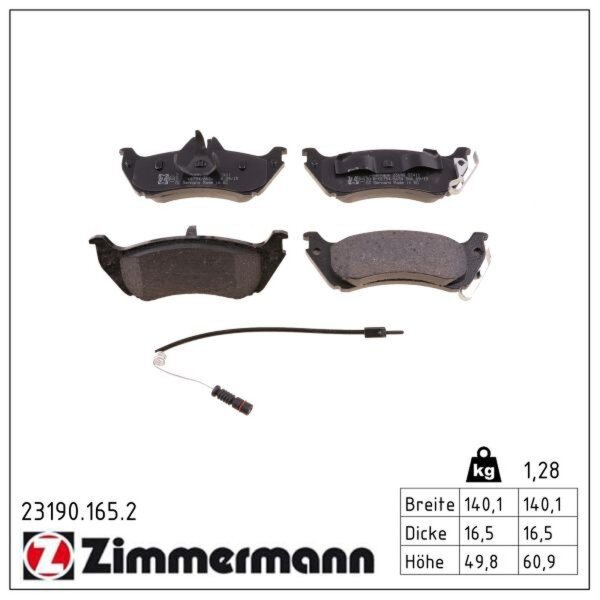 ZIMMERMANN 23190.165.2 Bremsbelagsatz, Scheibenbremse