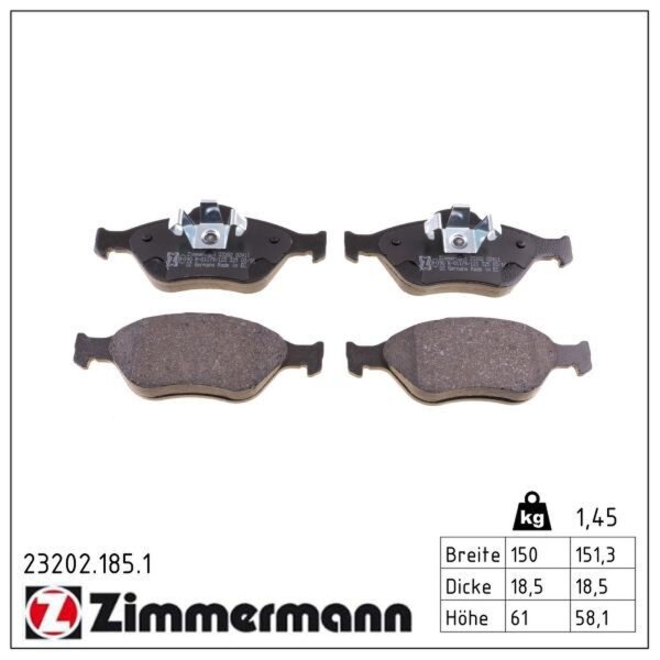 ZIMMERMANN 23202.185.1 Bremsbelagsatz, Scheibenbremse