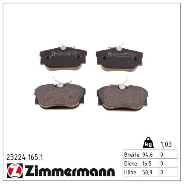 ZIMMERMANN 23224.165.1 Bremsbelagsatz, Scheibenbremse
