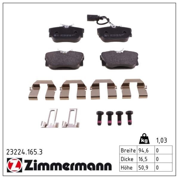 ZIMMERMANN 23224.165.3 Bremsbelagsatz, Scheibenbremse