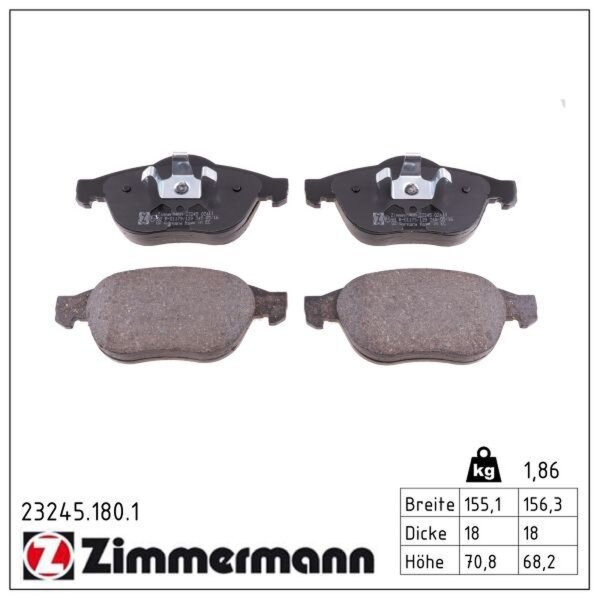 ZIMMERMANN 23245.180.1 Bremsbelagsatz, Scheibenbremse