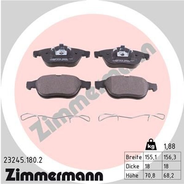 ZIMMERMANN 23245.180.2 Bremsbelagsatz, Scheibenbremse