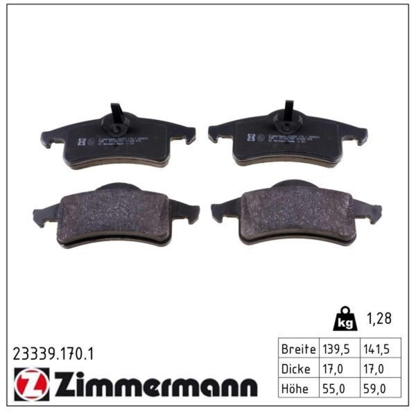 ZIMMERMANN 23339.170.1 Bremsbelagsatz, Scheibenbremse