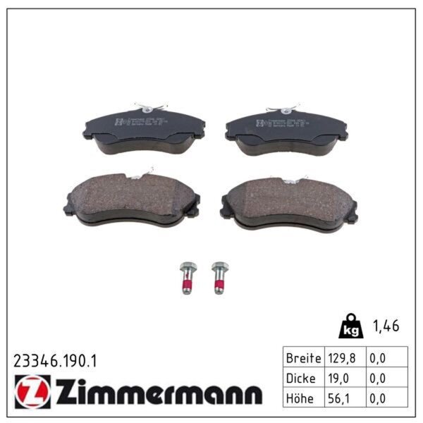 ZIMMERMANN 23346.190.1 Bremsbelagsatz, Scheibenbremse