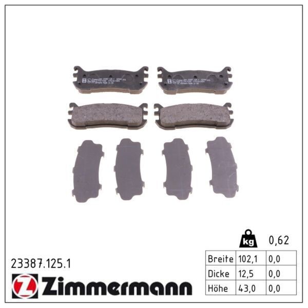 ZIMMERMANN 23387.125.1 Bremsbelagsatz, Scheibenbremse