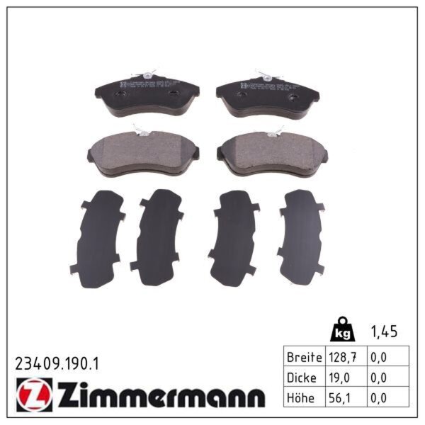 ZIMMERMANN 23409.190.1 Bremsbelagsatz, Scheibenbremse