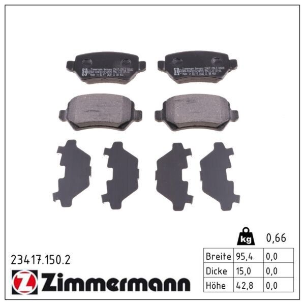 ZIMMERMANN 23417.150.2 Bremsbelagsatz, Scheibenbremse