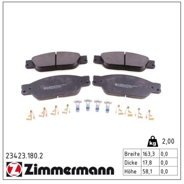 ZIMMERMANN 23423.180.2 Bremsbelagsatz, Scheibenbremse