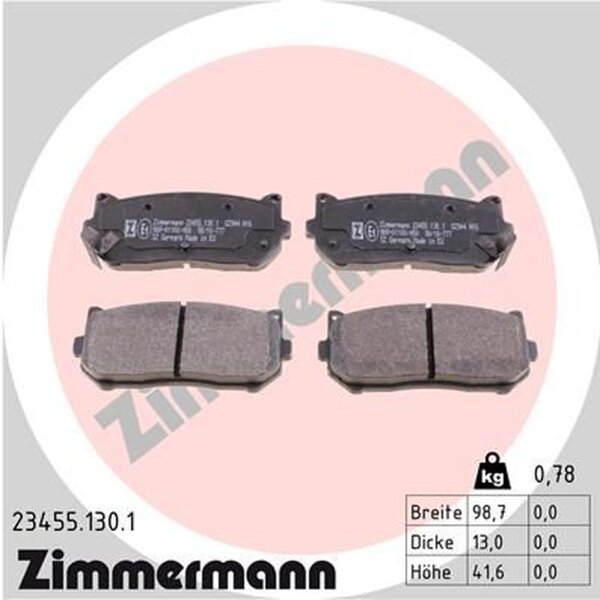 ZIMMERMANN 23455.130.1 Bremsbelagsatz, Scheibenbremse