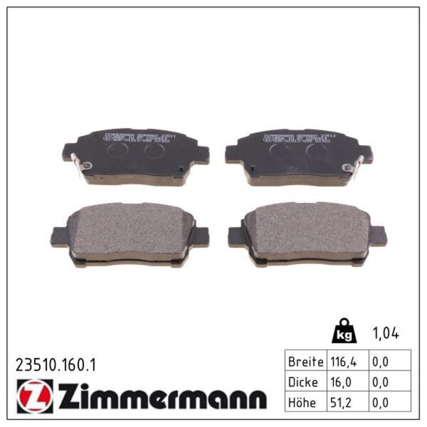 ZIMMERMANN 23510.160.1 Bremsbelagsatz, Scheibenbremse