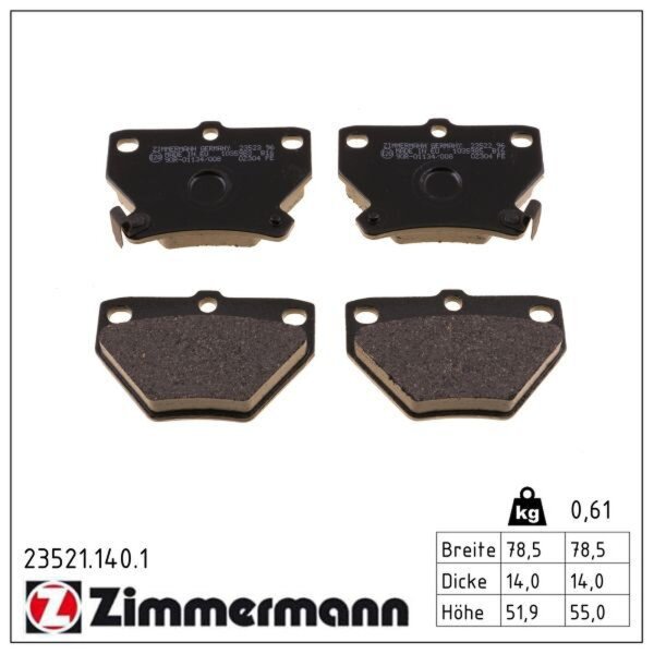 ZIMMERMANN 23521.140.1 Bremsbelagsatz, Scheibenbremse