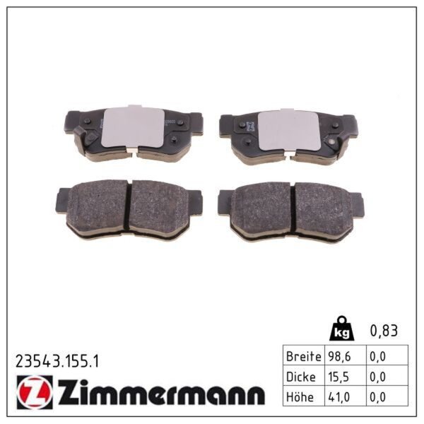 ZIMMERMANN 23543.155.1 Bremsbelagsatz, Scheibenbremse