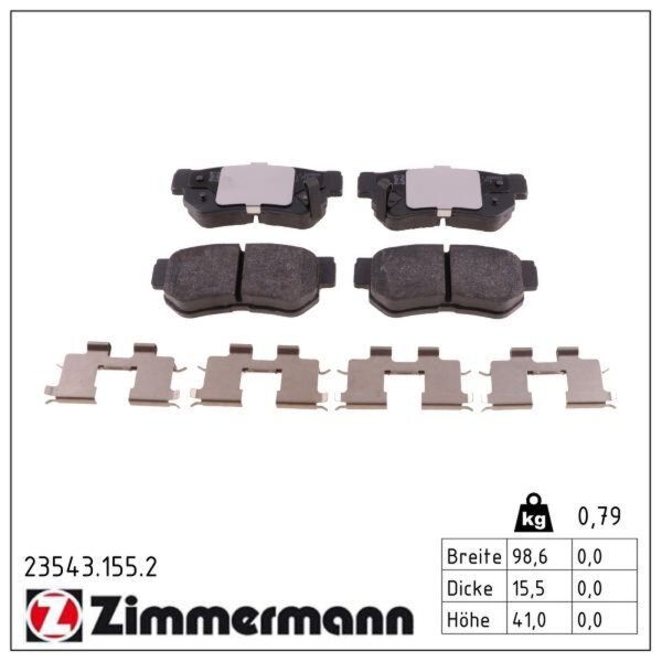 ZIMMERMANN 23543.155.2 Bremsbelagsatz, Scheibenbremse