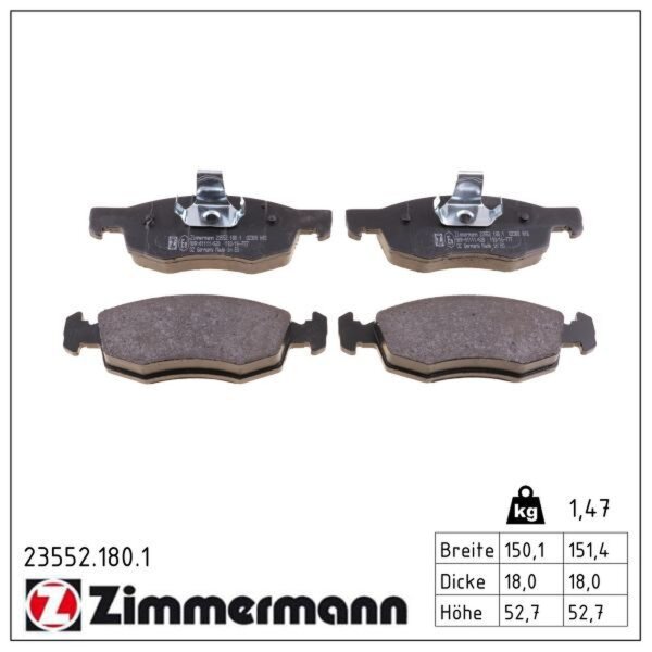 ZIMMERMANN 23552.180.1 Bremsbelagsatz, Scheibenbremse