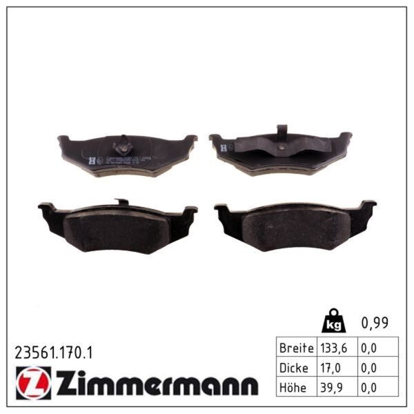 ZIMMERMANN 23561.170.1 Bremsbelagsatz, Scheibenbremse