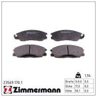 ZIMMERMANN 23569.170.1 Bremsbelagsatz, Scheibenbremse