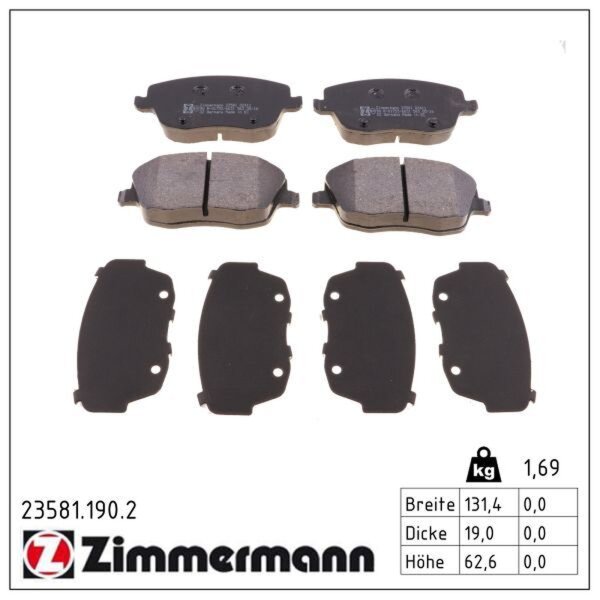 ZIMMERMANN 23581.190.2 Bremsbelagsatz, Scheibenbremse