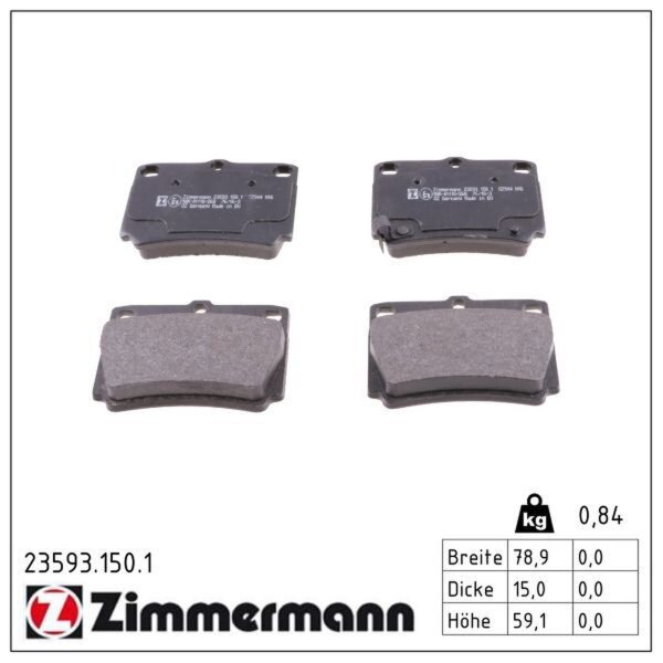 ZIMMERMANN 23593.150.1 Bremsbelagsatz, Scheibenbremse