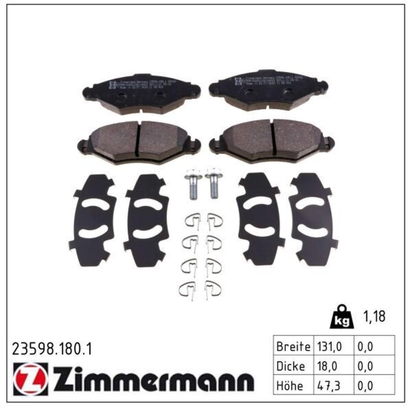 ZIMMERMANN 23598.180.1 Bremsbelagsatz, Scheibenbremse