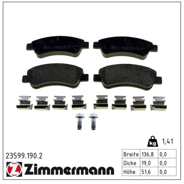 ZIMMERMANN 23599.190.2 Bremsbelagsatz, Scheibenbremse