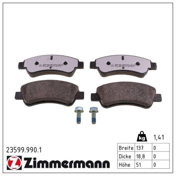 ZIMMERMANN 23599.990.1 Bremsbelagsatz, Scheibenbremse