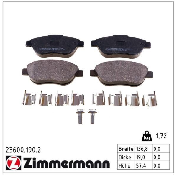 ZIMMERMANN 23600.190.2 Bremsbelagsatz, Scheibenbremse