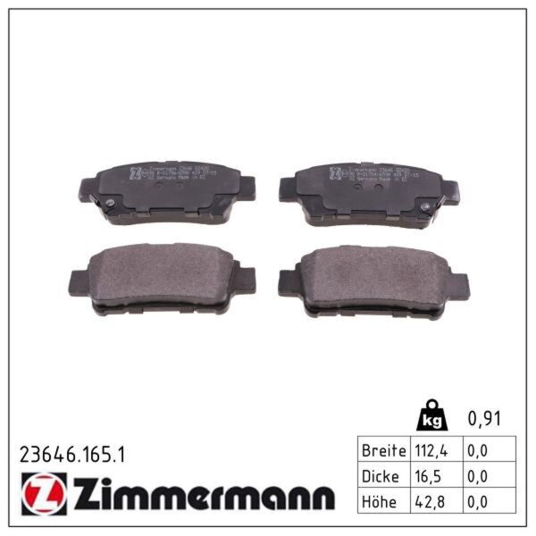 ZIMMERMANN 23646.165.1 Bremsbelagsatz, Scheibenbremse