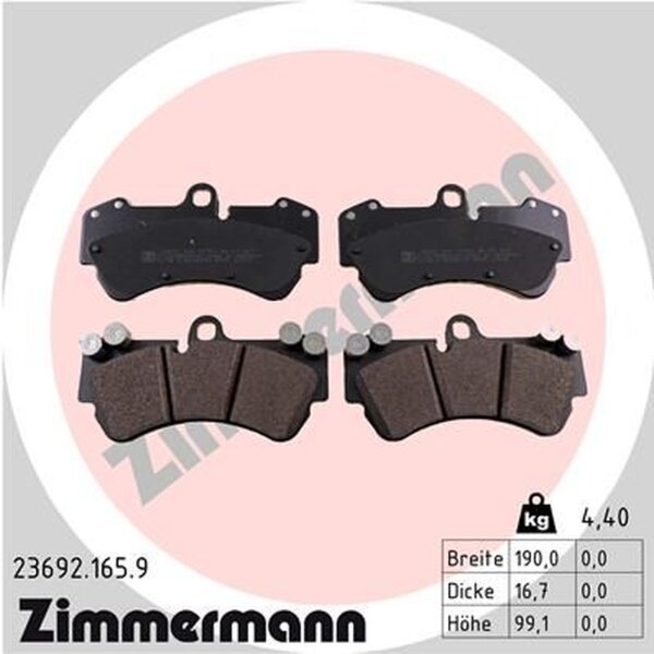 ZIMMERMANN 23692.165.9 Bremsbelagsatz, Scheibenbremse