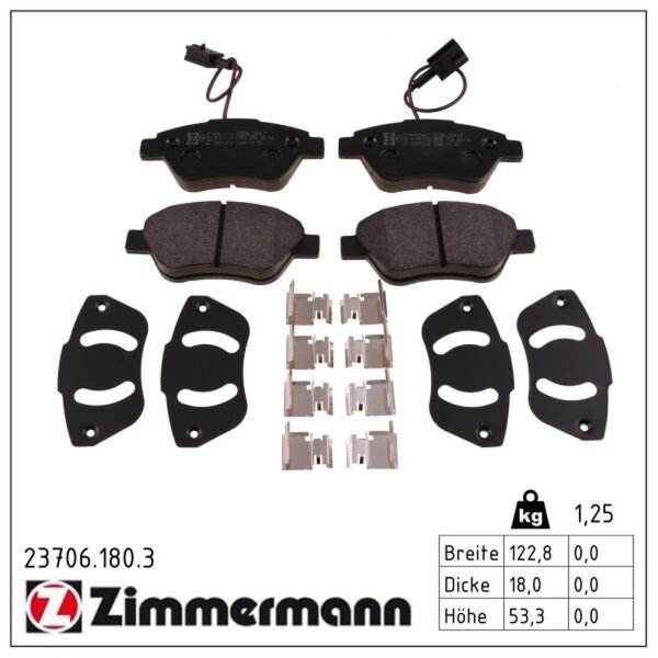 ZIMMERMANN 23706.180.3 Bremsbelagsatz, Scheibenbremse