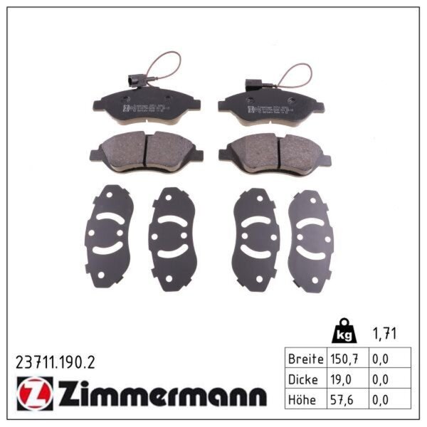 ZIMMERMANN 23711.190.2 Bremsbelagsatz, Scheibenbremse