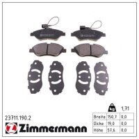 ZIMMERMANN 23711.190.2 Bremsbelagsatz, Scheibenbremse