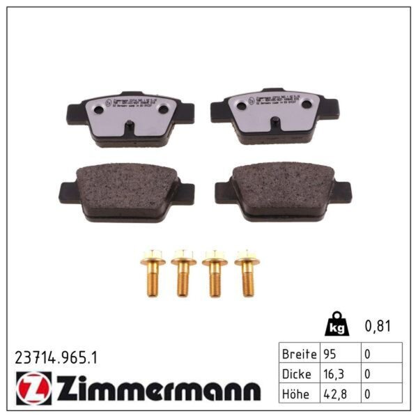 ZIMMERMANN 23714.965.1 Bremsbelagsatz, Scheibenbremse
