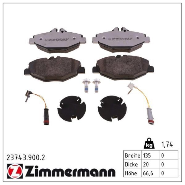 ZIMMERMANN 23743.900.2 Bremsbelagsatz, Scheibenbremse