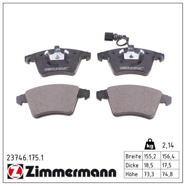 ZIMMERMANN 23746.175.1 Bremsbelagsatz, Scheibenbremse