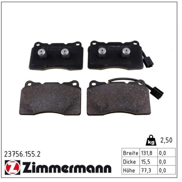 ZIMMERMANN 23756.155.2 Bremsbelagsatz, Scheibenbremse