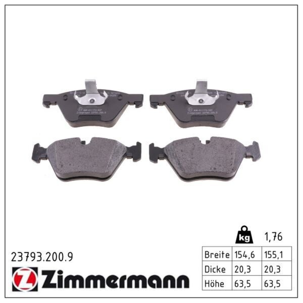 ZIMMERMANN 23793.200.9 Bremsbelagsatz, Scheibenbremse