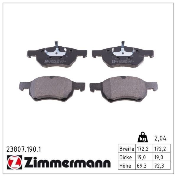 ZIMMERMANN 23807.190.1 Bremsbelagsatz, Scheibenbremse