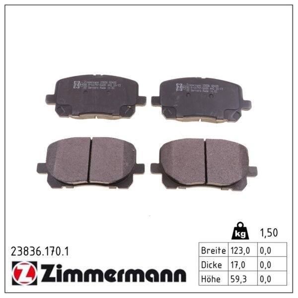ZIMMERMANN 23836.170.1 Bremsbelagsatz, Scheibenbremse