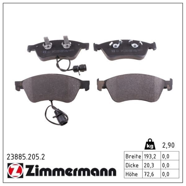 ZIMMERMANN 23885.205.2 Bremsbelagsatz, Scheibenbremse