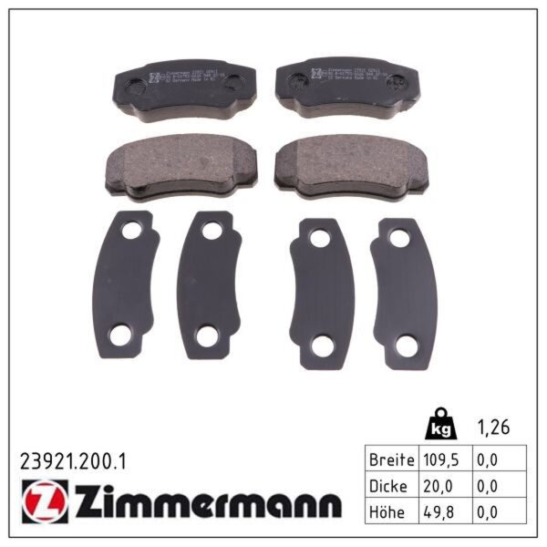 ZIMMERMANN 23921.200.1 Bremsbelagsatz, Scheibenbremse