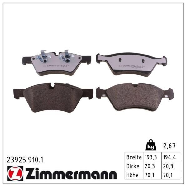 ZIMMERMANN 23925.910.1 Bremsbelagsatz, Scheibenbremse