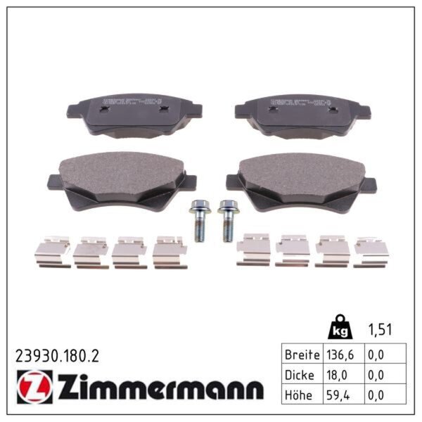 ZIMMERMANN 23930.180.2 Bremsbelagsatz, Scheibenbremse