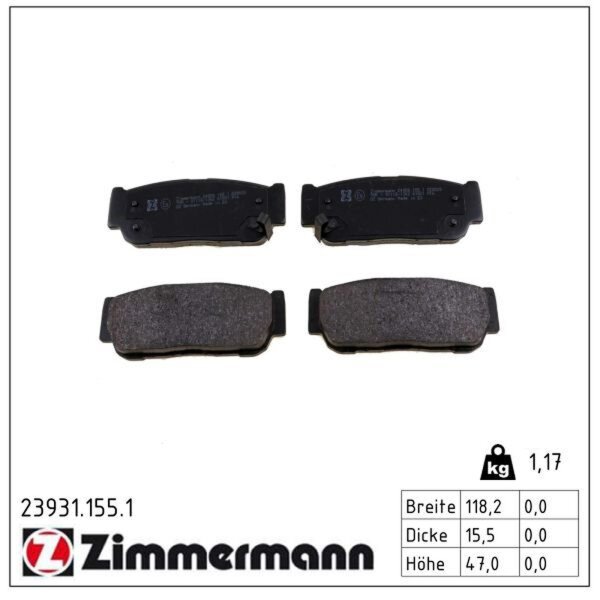 ZIMMERMANN 23931.155.1 Bremsbelagsatz, Scheibenbremse