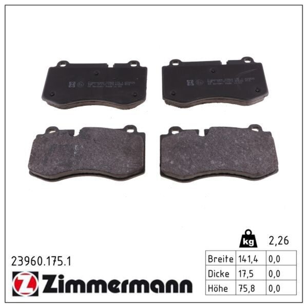 ZIMMERMANN 23960.175.1 Bremsbelagsatz, Scheibenbremse