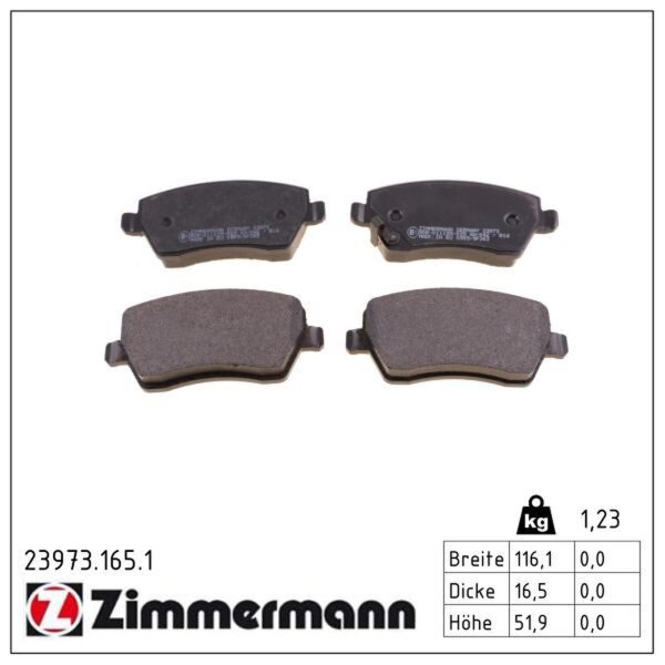 ZIMMERMANN 23973.165.1 Bremsbelagsatz, Scheibenbremse