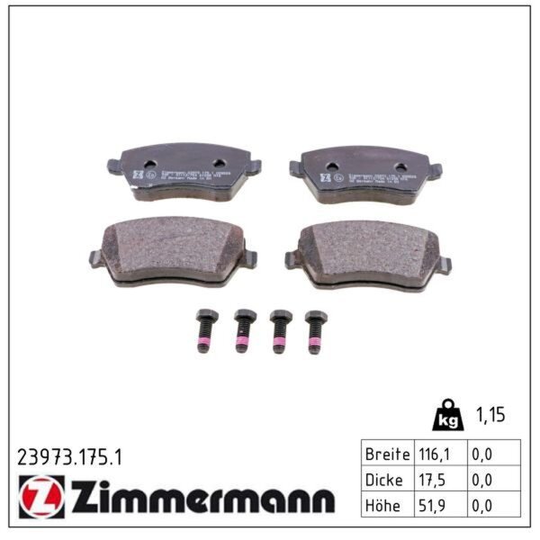 ZIMMERMANN 23973.175.1 Bremsbelagsatz, Scheibenbremse