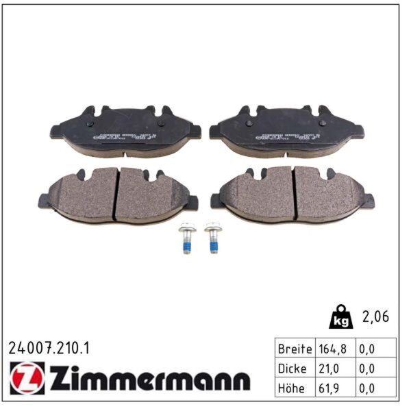 ZIMMERMANN 24007.210.1 Bremsbelagsatz, Scheibenbremse